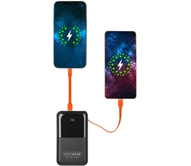 Mojogear XL All-in-1 Powerbank 20.000 mAh met ingebouwde Lightning en USB-C kabels