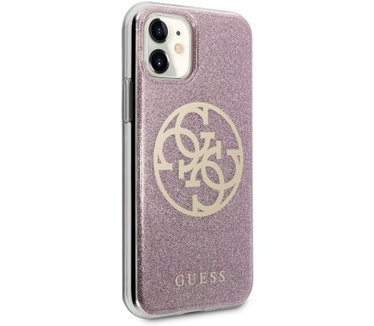 Guess Circle Glitter Hard Cover Apple iPhone 11 (6.1'') - Roze  Roze