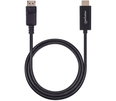 Manhattan DisplayPort to HDMI Cable, 4K, 1.8m, Male to Male, 4K@60Hz (3840 x 2160 at 60Hz), Black Zwart