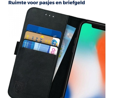 Rosso Deluxe Apple iPhone 11 Pro Hoesje Echt Leer Book Case Zwart (iPhone 11 Pro) Zwart