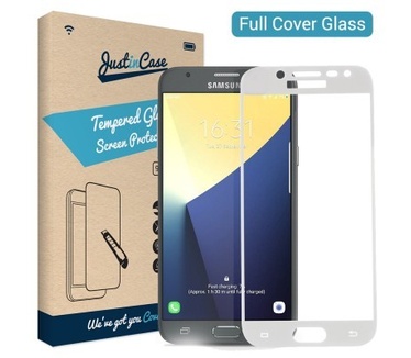 Just in Case Full Cover Tempered Glass Samsung Galaxy J7 (2017) Wit