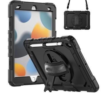 Accezz Rugged Backcover met schouderstrap iPad 10.2 (2019 / 2020 / 2021) - Zwart