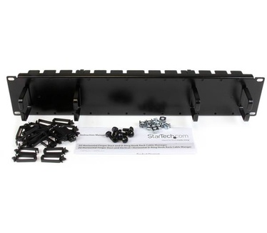 Startech.com 2U tweezijdig horizontaal kabelpaneel met vingergoot & D-ringhaken