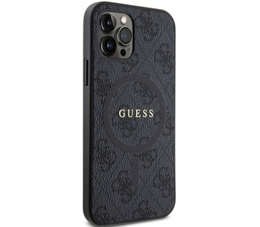 Guess 4G MagSafe Back Case - Apple iPhone 12/12 Pro (6.1") Zwart Zwart