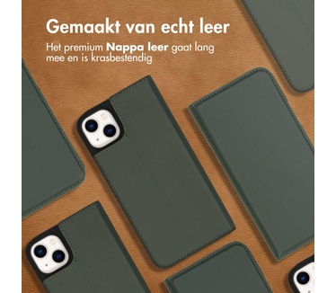 Accezz Premium Leather Slim Bookcase iPhone 14 Plus - Groen