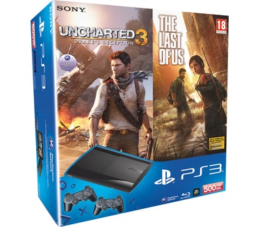 Sony PlayStation 3 Slim (2012) 500GB + Uncharted 3 + The Last Of Us Zwart