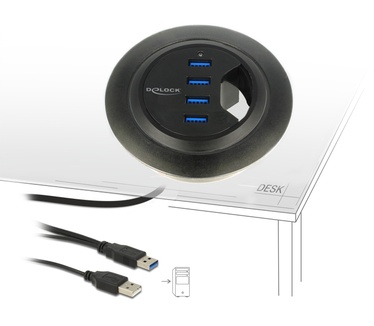 Delock 62868 In-Desk Hub 4 Port USB 3.0