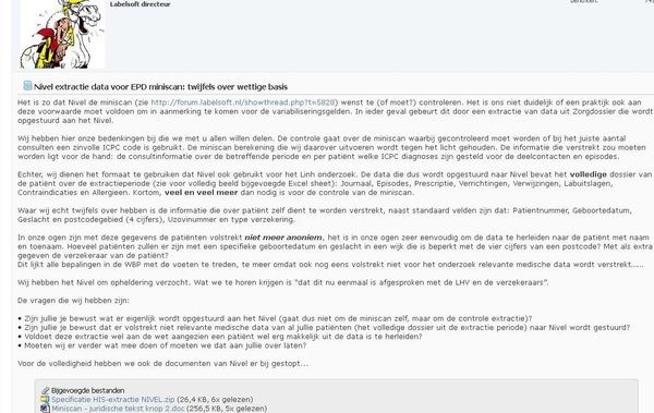 Een leverancier van software van patiëntendossiers spreekt zijn zorgen uit over de privacy van patiënten