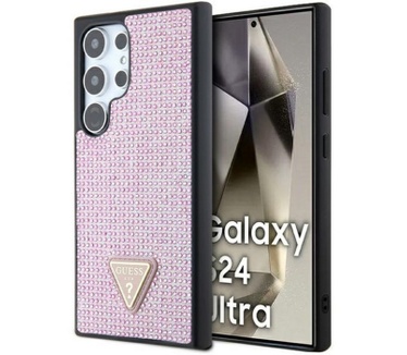 Guess Rhinestones Back Case - Samsung Galaxy S24 Ultra - Roze Roze