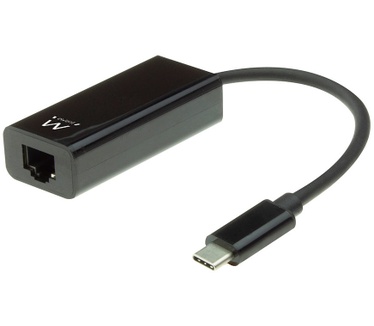 Ewent EW9828 USB-C Gigabit Ethernet adapter Zwart