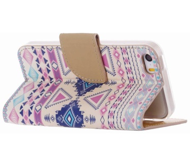 Driehoek print lederen bookcase hoesje voor de Apple iPhone 4S (Apple iPhone 4S) Multi-color
