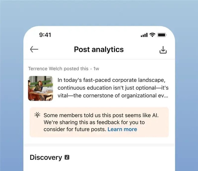 LinkedIn: anderen zien je post als AI