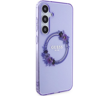 Guess Flowers Wreath Back Case - Samsung Galaxy S24 - Paars Paars