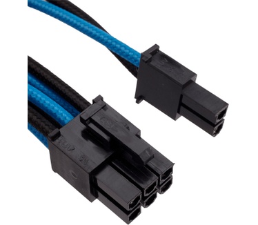 Corsair Premium Individually Sleeved PCIe Cables with Dual Connectors, Type 4 (Generation 3) - Blauw/Zwart Blauw, Zwart