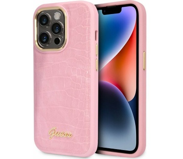 Guess Crocodile Back Case voor Apple iPhone 14 Pro (6.1") - Roze Roze