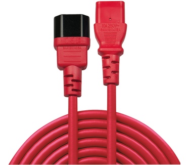 Lindy IEC C14/IEC C13 M/F 0.5m Rood, Zwart