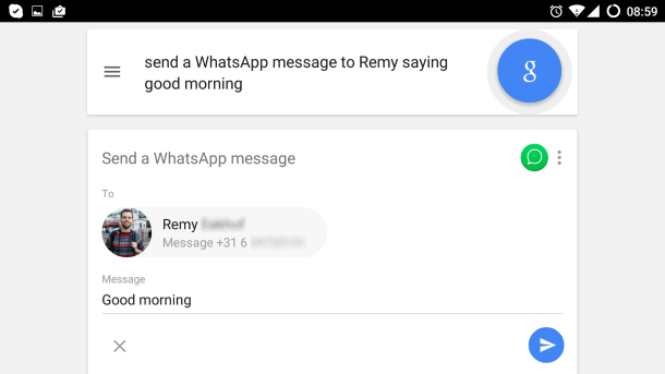 Demo van Android voice command icm Whatsapp (landschap)