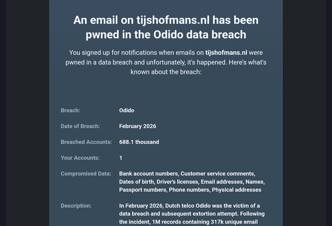 Have I Been Pwned Odido