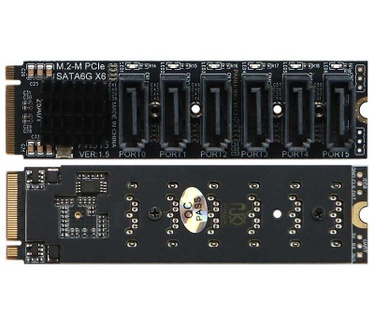 Hardkernel Odroid M.2 op 6x SATA-kaart