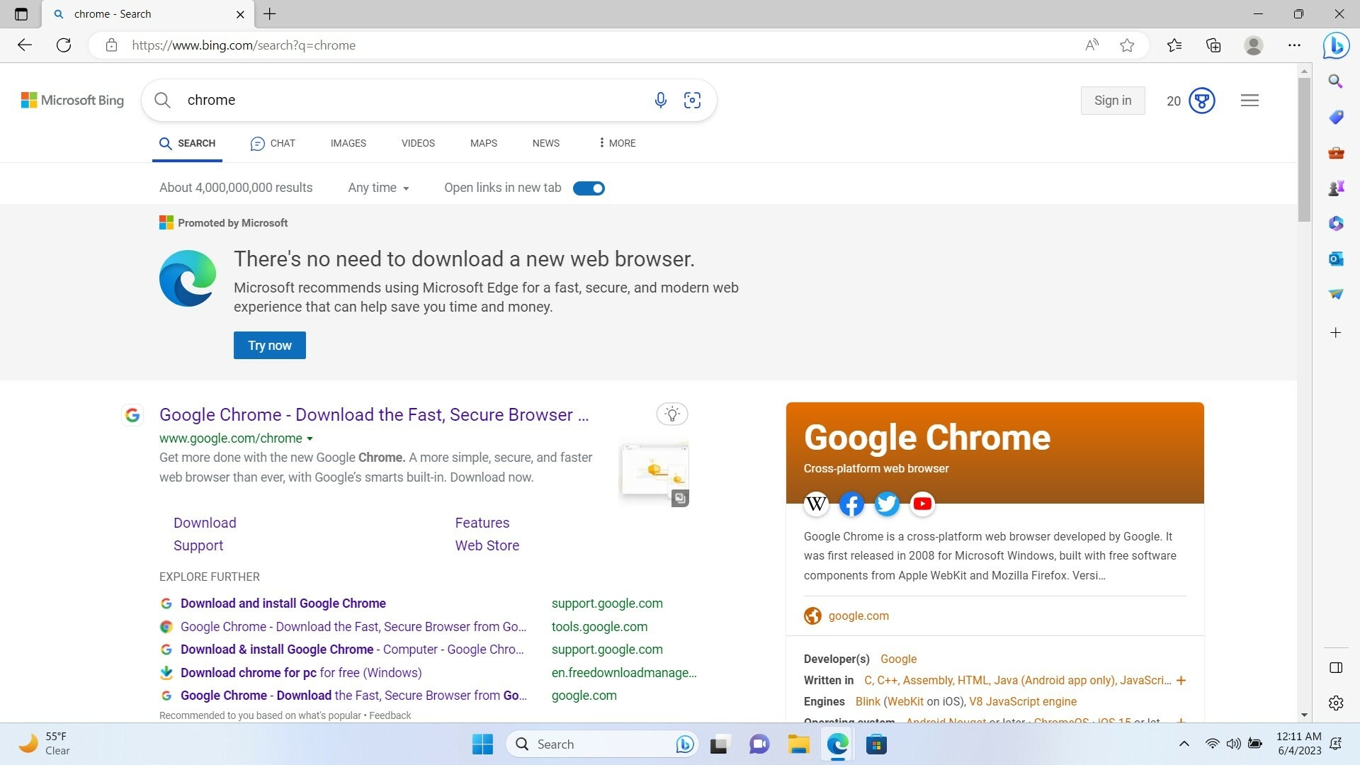 Microsoft experimenteerde met nep-AI-antwoord bij zoekopdracht 'Chrome ...