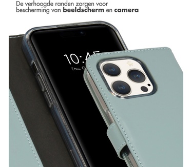 Selencia Echt Lederen Bookcase iPhone 15 Pro - Air Blue