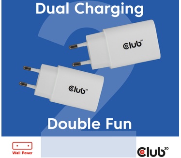 Club 3D 2-Pack USB C Charger 30 Watt Whit
