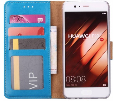 Luxe Lederen Bookcase hoesje voor de Huawei P10 - Blauw (Huawei P10) Blauw