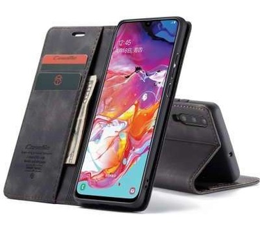 Caseme Samsung Galaxy A70 Retro Wallet Case - Zwart