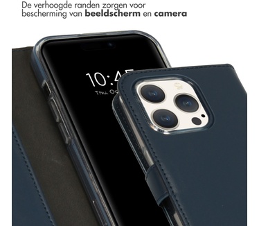 Selencia Echt Lederen Bookcase iPhone 15 Pro - Blauw