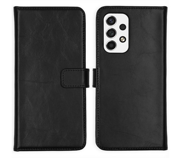 Selencia Echt Lederen Bookcase Samsung Galaxy A53 - Zwart