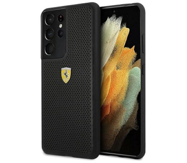 Ferrari Perforated Hard Case - Samsung Galaxy S21 Ultra - Zwart Zwart