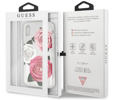 Guess Flower Desire Case - Apple iPhone X/XS (5,8") - Roze  Transparant