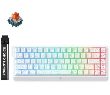 MCHOSE Ace68 E-sport Wit Topographic 65% Hall Effect Uranus Magnetische Switch eSports 8K Hz RGB Hotswap Mechanisch Gaming Toetsenbord (MC-Ace68-16)