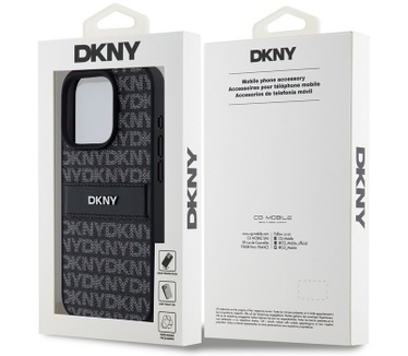 DKNY Textured Tonal Stripe Back Case - iPhone 15 Pro Max - Zwart Zwart