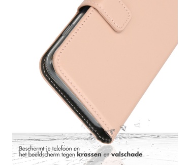Selencia Echt Lederen Bookcase iPhone 15 Pro Max - Dusty Pink