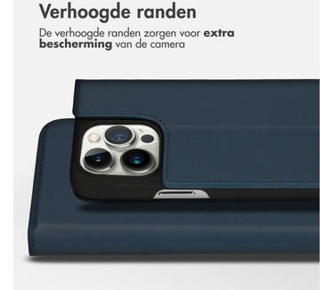 Accezz Premium Leather Slim Bookcase iPhone 14 Pro - Donkerblauw