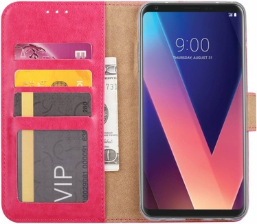 Luxe Lederen Bookcase hoesje voor de LG V30 - Roze (LG V30) Roze