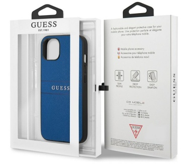 Guess Saffiano Hard Case - Apple iPhone 13 (6.1") - Blauw Blauw