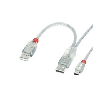 Lindy USB 2.0 2 x A (20cm) / Mini-B 2.0m
