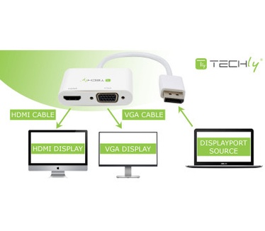 Techly DisplayPort to HDMI/VGA Adapter