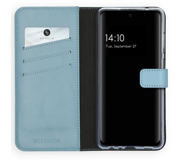 Selencia Echt Lederen Bookcase Samsung Galaxy A72 - Lichtblauw