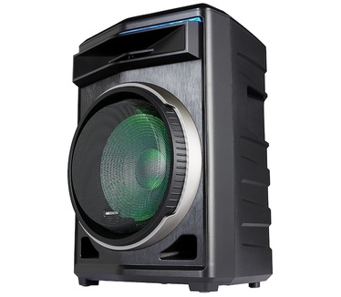 Medion LIFE P61200 partyluidspreker, draagbaar Bluetooth-geluidssysteem, verschillende lichteffecten, krachtig geluid, telescoopgreep en wieltjes, 350 W max. uitgangsvermogen voor muziek