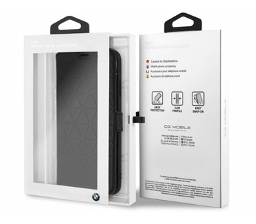 BMW Originele Hexagon Folio Bookcase Hoesje voor de Apple iPhone XS Max - Zwart  Zwart