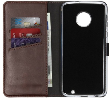 Selencia Echt Lederen Bookcase Motorola Moto G6 Plus