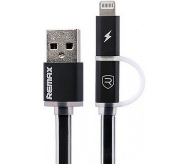 Remax Aurora USB naar Micro USB en Lightning Kabel - Zwart (1m)