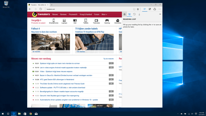 Microsoft Edge op Windows 10