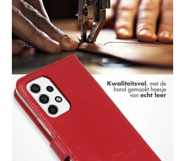 Selencia Echt Lederen Bookcase Samsung Galaxy A53 - Rood
