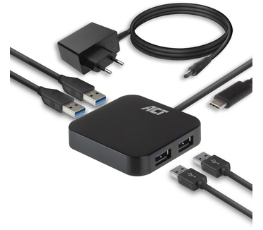 ACT USB-C Hub 4 Port met Stroomadapter