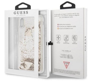 Guess Hearts Liquid Glitter HardCase iPhone X/XS (5.8") - Goud  Goud