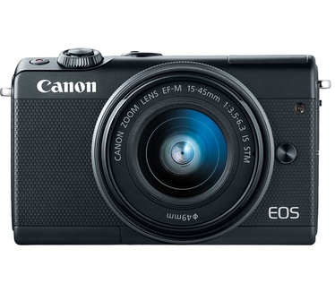 Canon EOS M100 Zwart + EF-M 15-45mm IS STM Zilver + Beschermhoes + irista 50 GB